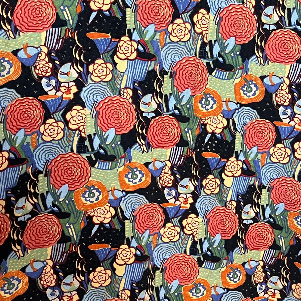 FLAX Black Short-Sleeve Button-Down Shirt Multicolor Floral Print Rayon Sz Small - Picture 4 of 7